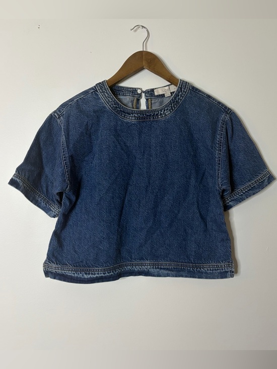 LOFT Tops - Loft Denim Boxy Crop Top in Dark Blue XXS Petite